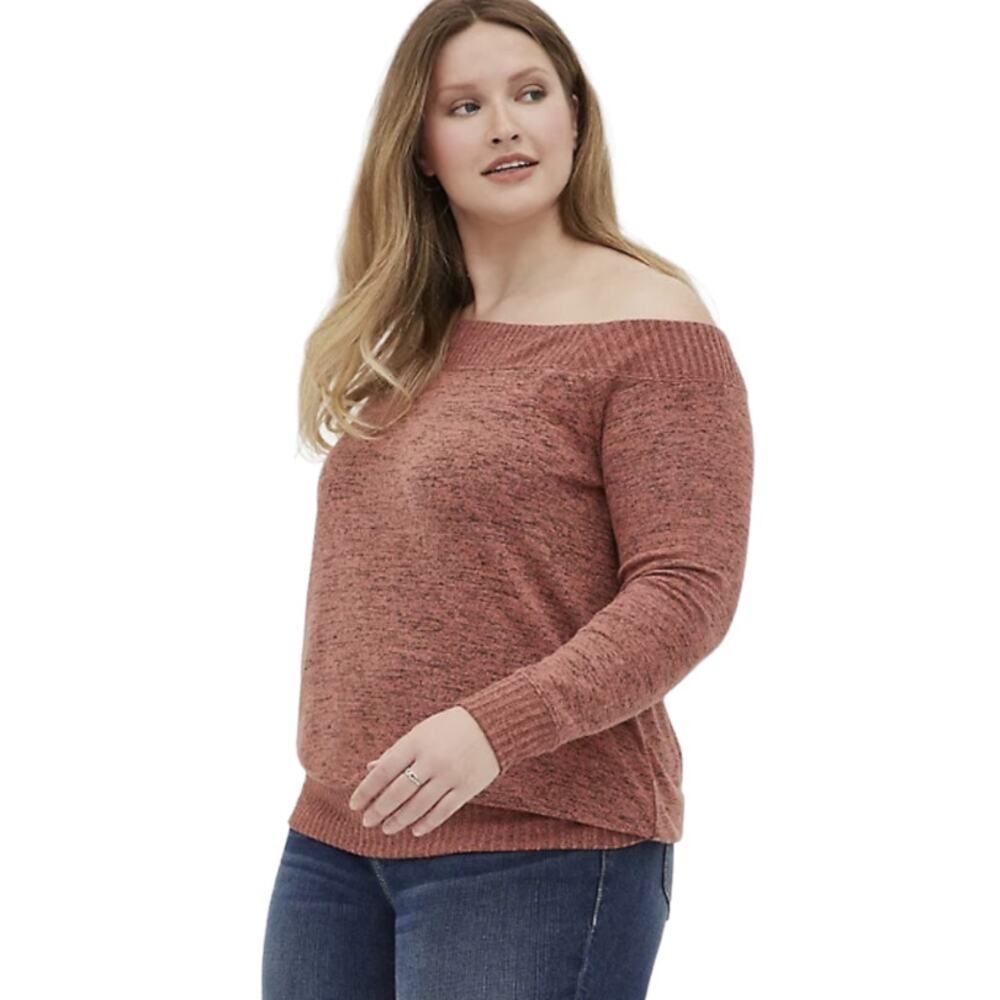 Torrid NWT Off Shoulder Sweatshirt - Super Soft Plush Rusty Brown Size 5X Ribbed